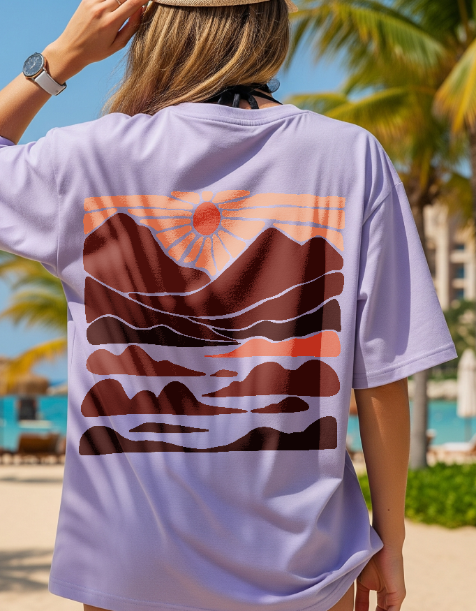 Women's Oversized Classic T-Shirt: Beach Sunset